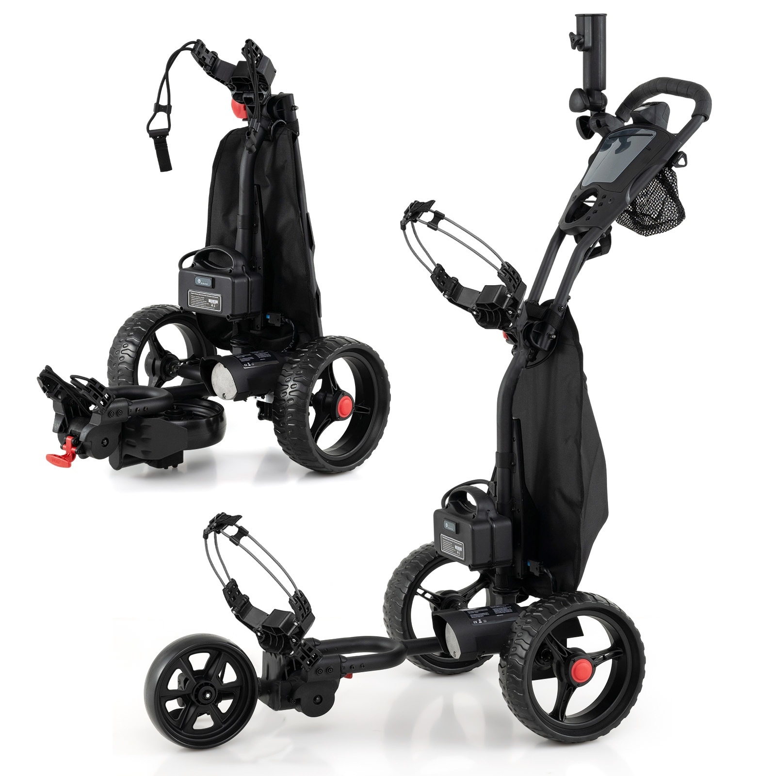 Gymax Electric Golf Push Cart w/Adjustable Handle & 9 Speed Settings