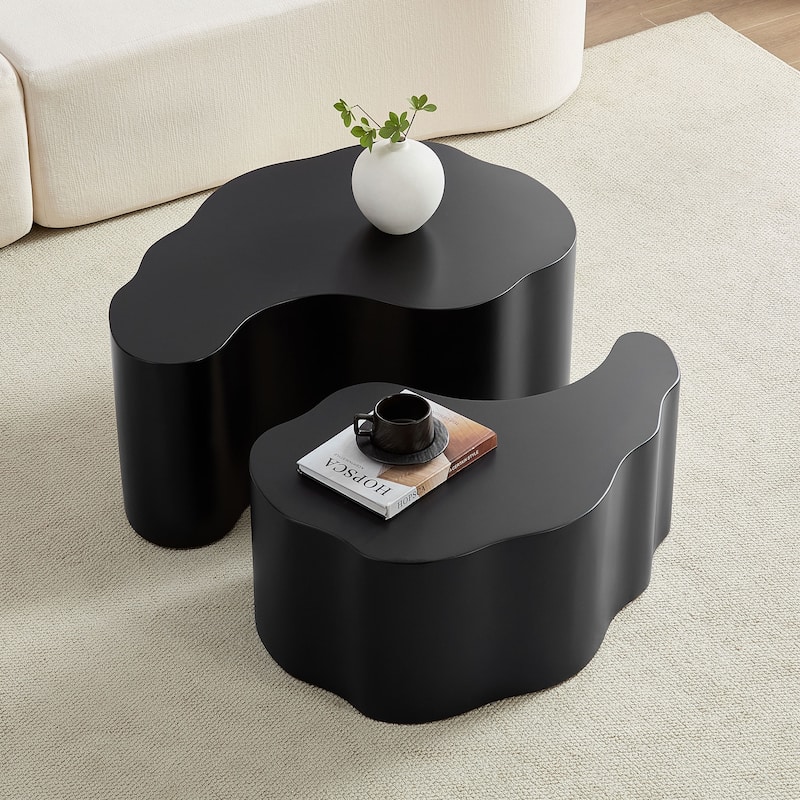 Irregular Coffee Tables Set of 2, Modern Unique Shape Accent Tables