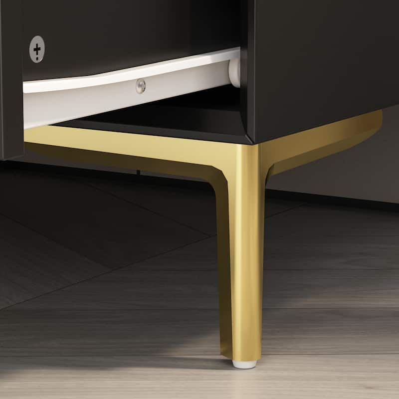 Timechee Three-Drawer Bedside Table Nightstand End Table Black/White