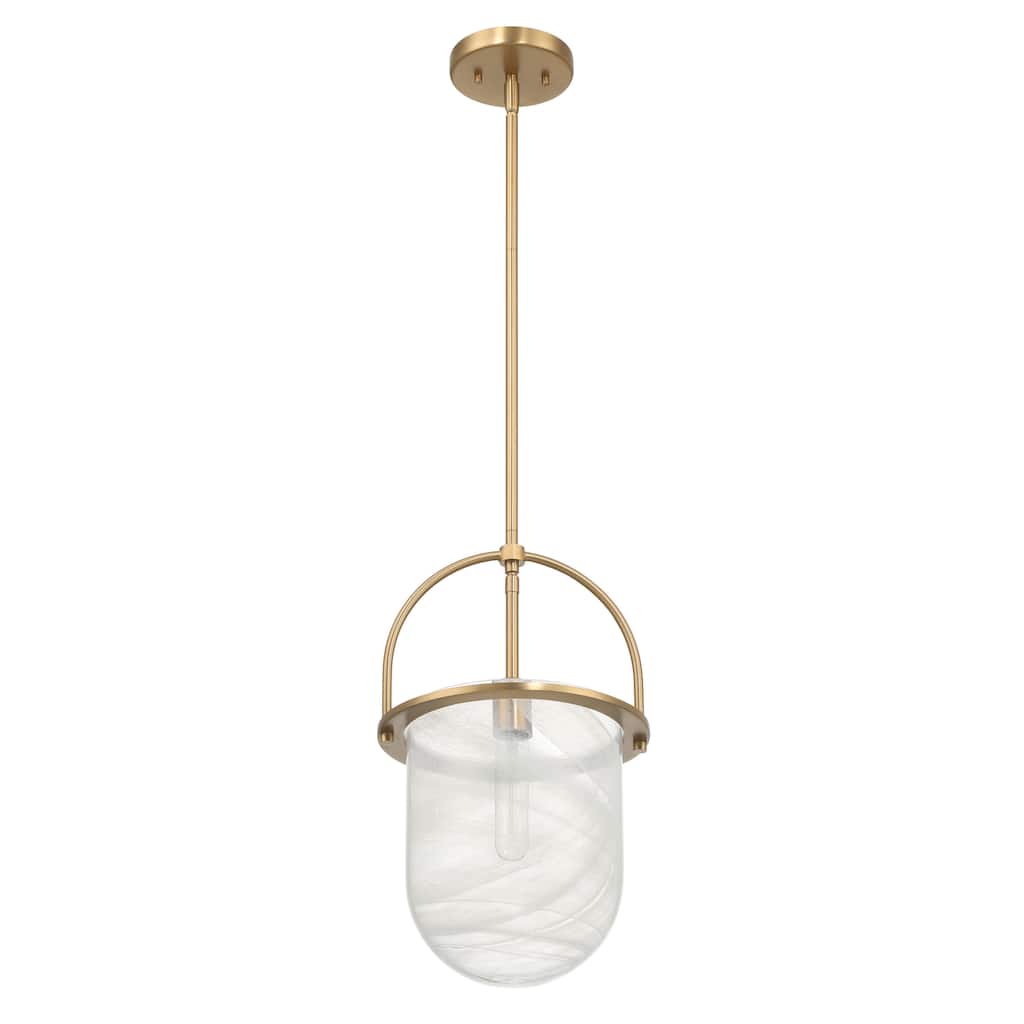 Beatrice Handmade Marbleized Glass and Metal Ceiling Light - 10.1"L x 10.1"W x 17.6"H
