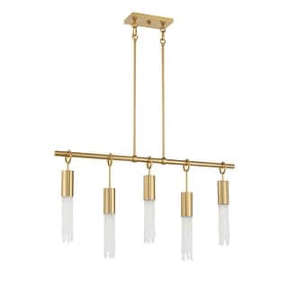 Warm Brass Five Light Linear Chandelier from the Chelsea Collection