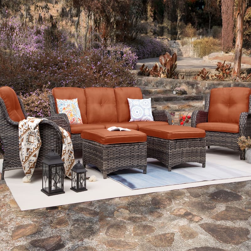 Cozywor 5-Piece Wicker Outdoor Patio Conversation Set
