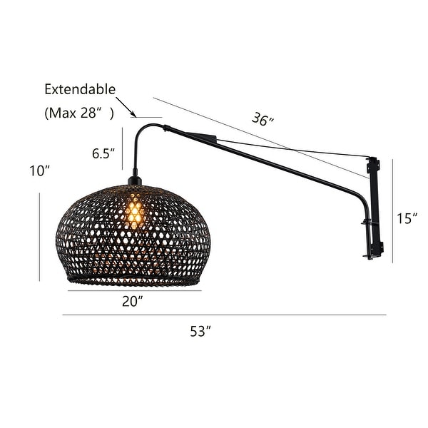 Vienna Plug-In Adjustable Swing Arm Wall Lamp in Matte Black