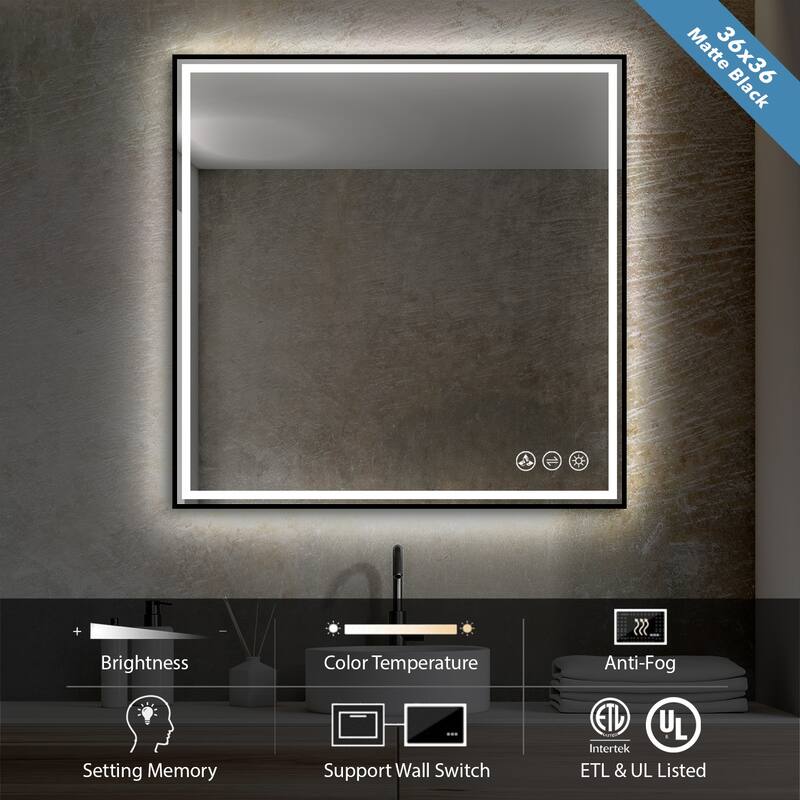 Fogless Color and Brightness Adjustable LED Mirror