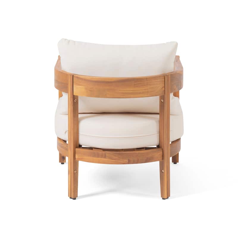 Brooklyn Acacia Wood Outdoor Club Chair with Cushions by Christopher Knight Home