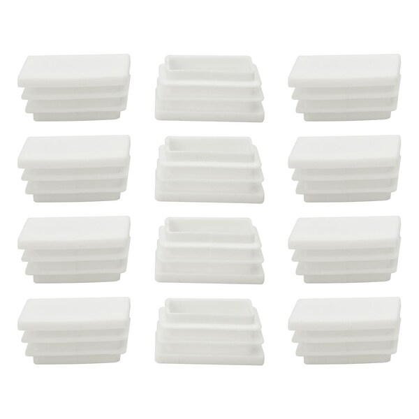 12pcs 25 x 38mm Plastic Rectangle Ribbed Tube Inserts End Cover Cap Furniture Chair Table Feet Floor Protector
