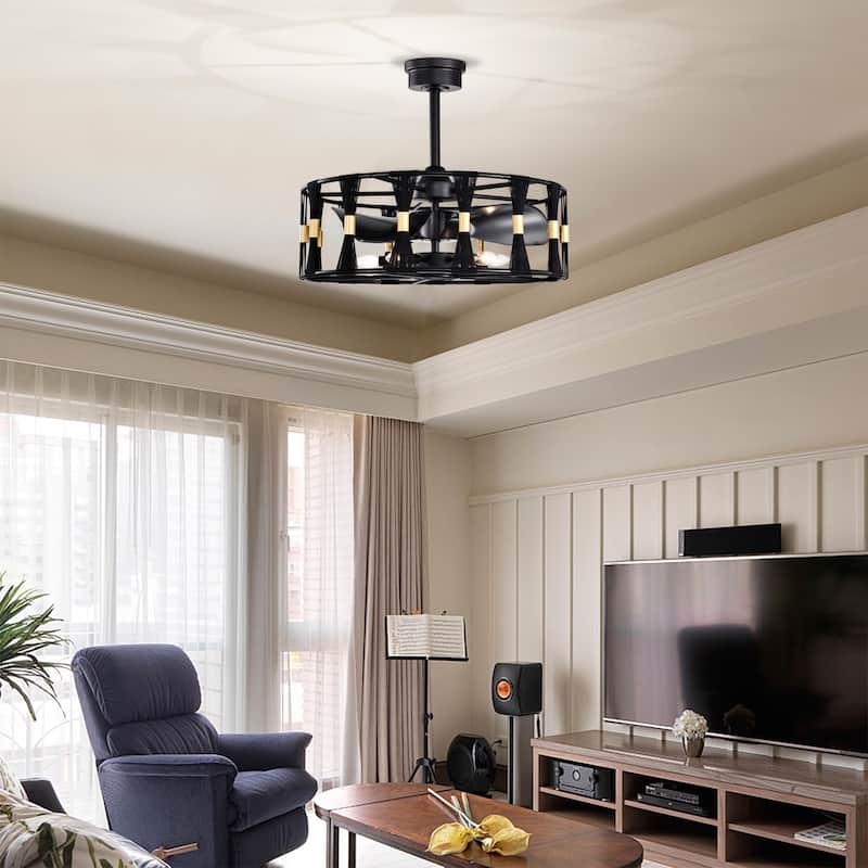 Helle 25 Inch Elegant Matte Black Fandelier with Remote
