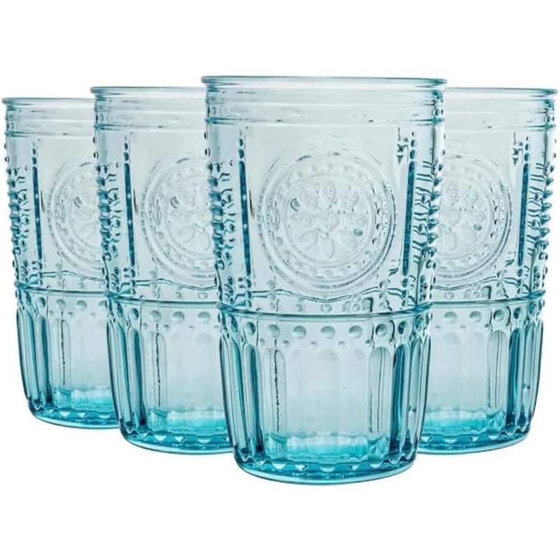 Bormioli Rocco Set of 4 Romantic Cooler Glasses - 16 oz. - Light Blue