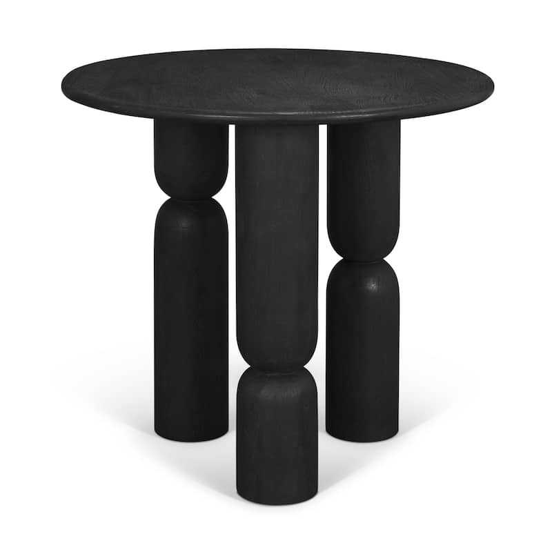 Sonel Pedestal Medium Dark Brown / Matte Black Acacia Wood Foyer Table -  35.0L x 4.5W x 35.0H - Black
