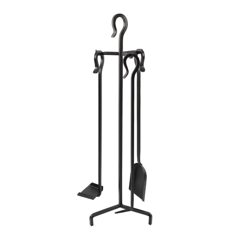 Achla Designs Berlin Fireplace Set of 3 Tools, 33 Inch Tall, Black Finish