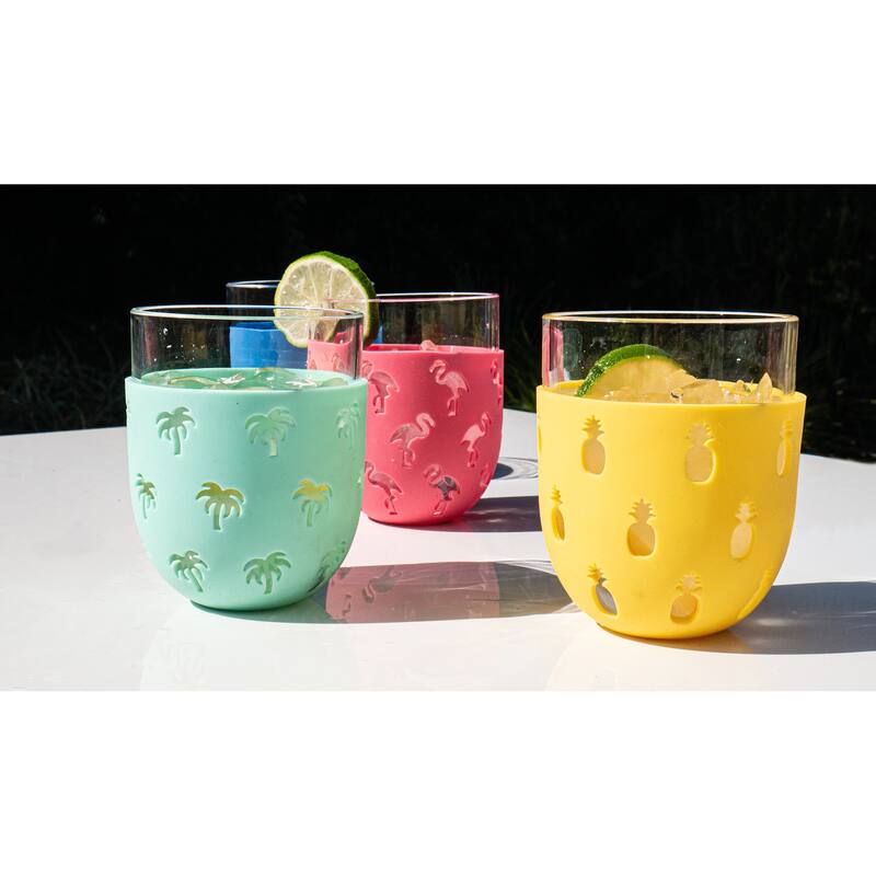 Abode Homewares Party Sleeve Pineapple Acrylic Stemless Wine Glass - Yellow - 15.5 oz - Set of 6