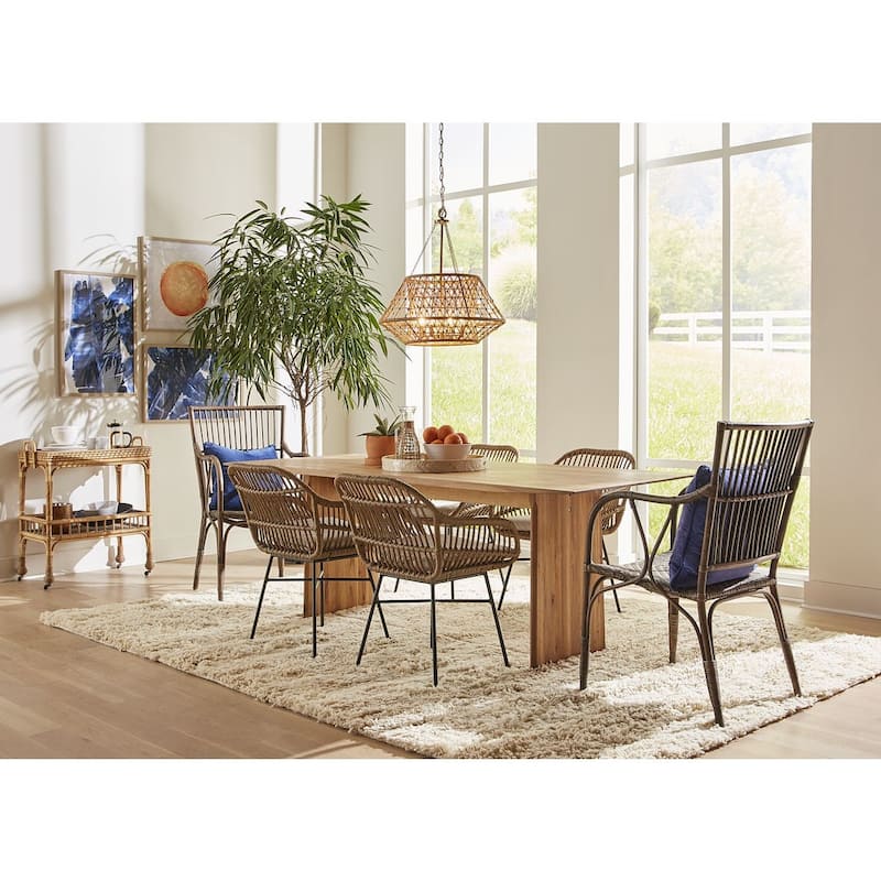 Laila Collection Four-Light Vintage Brass Coastal Chandelier with Woven Jute Accents - 22.37 in x 22.37 in x 23.62 in