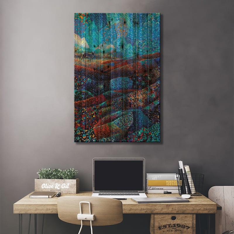 Coyotyl Print On Wood by Iris Scott - Multi-Color