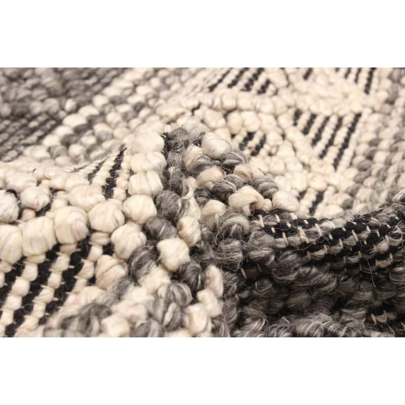 ECARPETGALLERY Braid weave Sienna Dark Grey Wool Rug - 5'4 x 7'5
