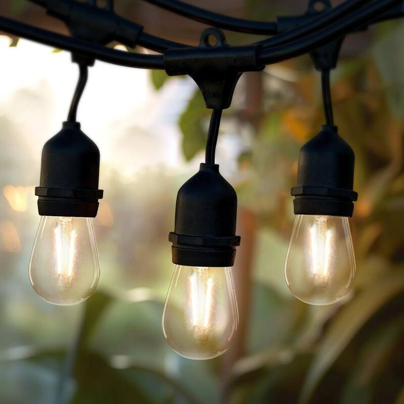 Brightech Ambience Pro 15-Light 48 ft. Outdoor Plug-in 2W 2500k LED S14 Hanging Edison Bulb String-Light
