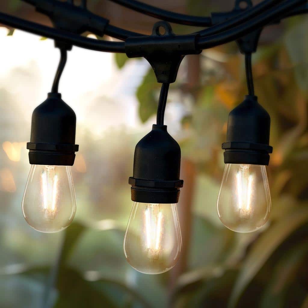 Brightech Ambience Pro 15-Light 48 ft. Outdoor Plug-in 2W 2500k LED S14 Hanging Edison Bulb String-Light