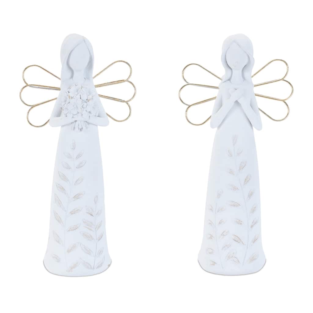 Etched Angel Figurine Decorations - 9" - Set of 4