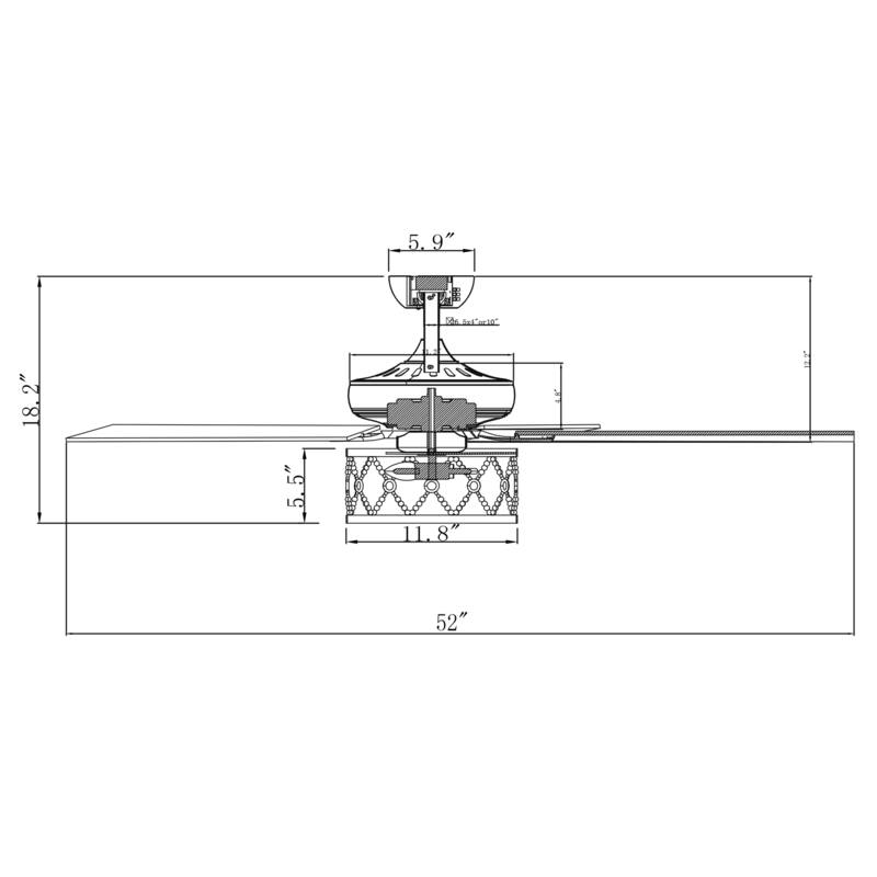 52" Farmhouse Wood Beaded Black Caged Ceiling Fan with Light and Remote