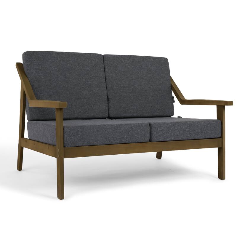 Outdoor Wood Teak Patio 2 Seater Loveseat with Cushion