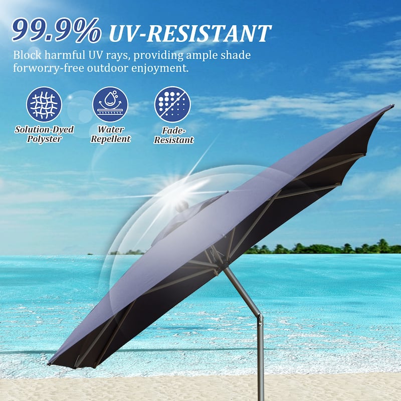 GDFStudio - Rectangular Patio Umbrella with Crank Lift and Multi-Angle Tilt, UV-Resistant Outdoor Shade