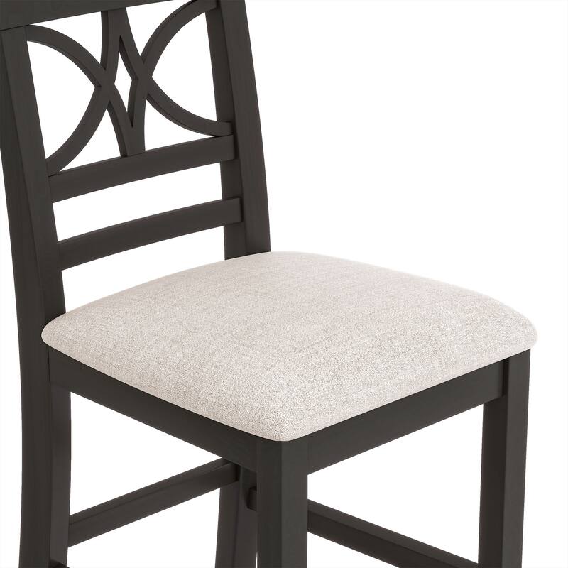 6-Piece Wood Counter Height Dining Table Set with Storage Shelf