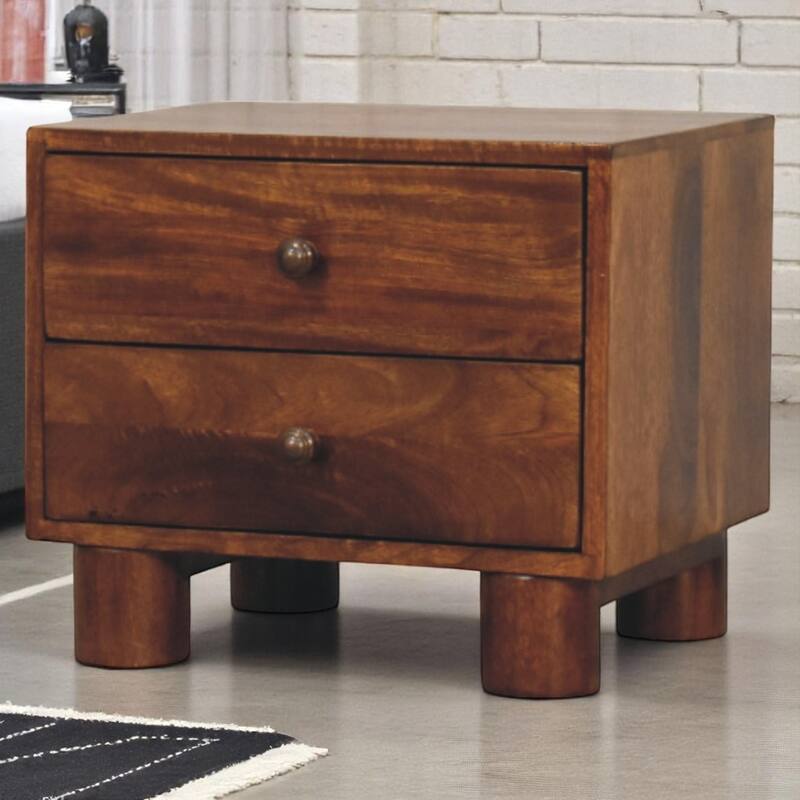 Artisan Furniture Solid Wood Tula 2 Drawer Chestnut Nightstand, Brown with 2 Drawers - N/A