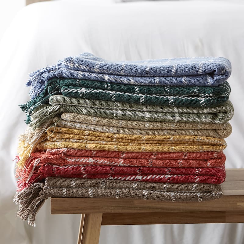 DII Checked Plaid Decorative Throw