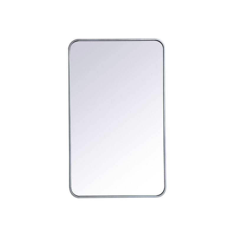 Ezra Soft Corner Metal Rectangular Mirror - 22" x 36" - Silver