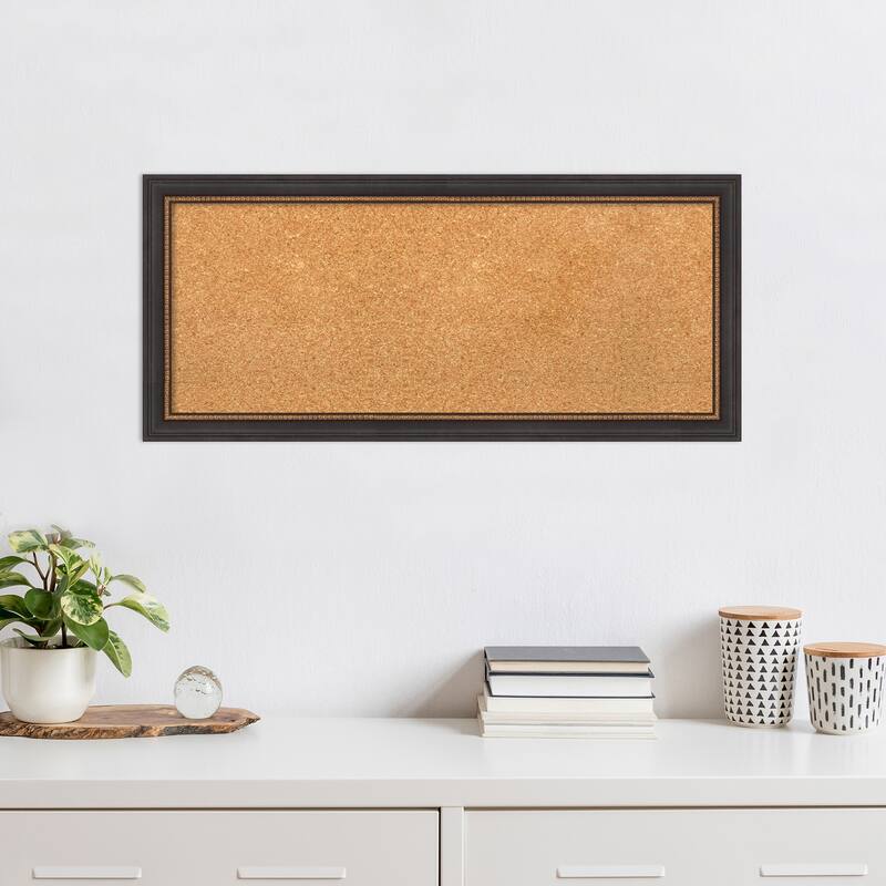 Ashton Black Wood Framed Natural Corkboard Bulletin Board, Organization Board, Pin Board