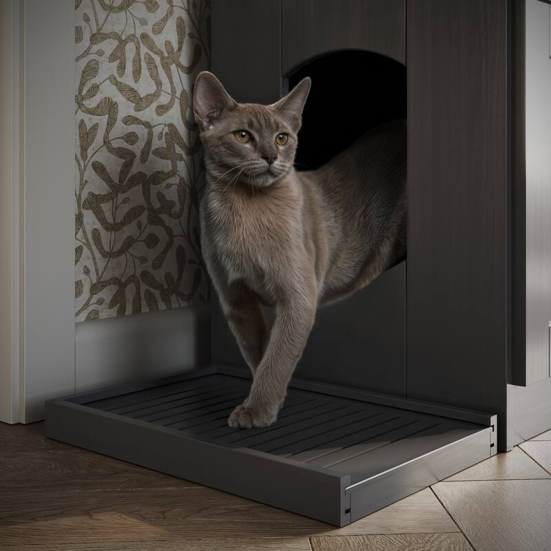 Palace Imports 100% Solid Wood Ziva 2-Door Cat Litter Box Enclosure with 2-Drawers and Litter Catch
