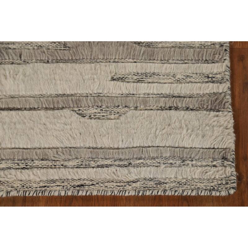Moroccan Oriental Accent Rug Handmade Stripe Wool Carpet - 2'0"x 3'0"