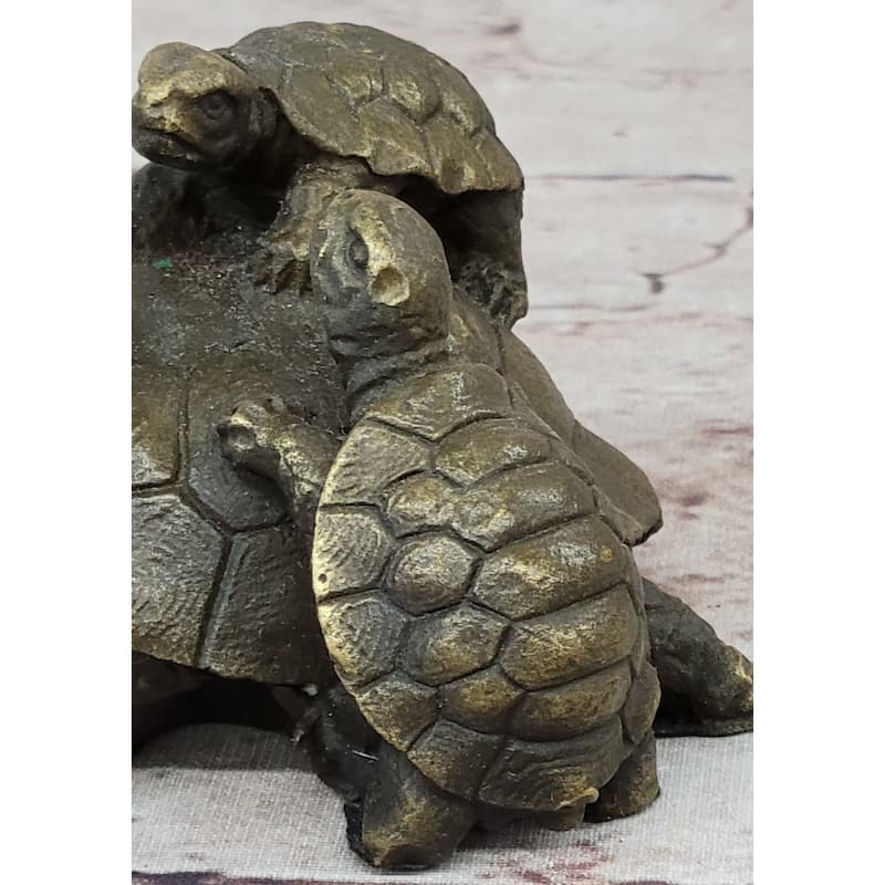 Turtle Family 3 Turtles Bronze Metal Figurine Sculpture Signed Original Art By Milo