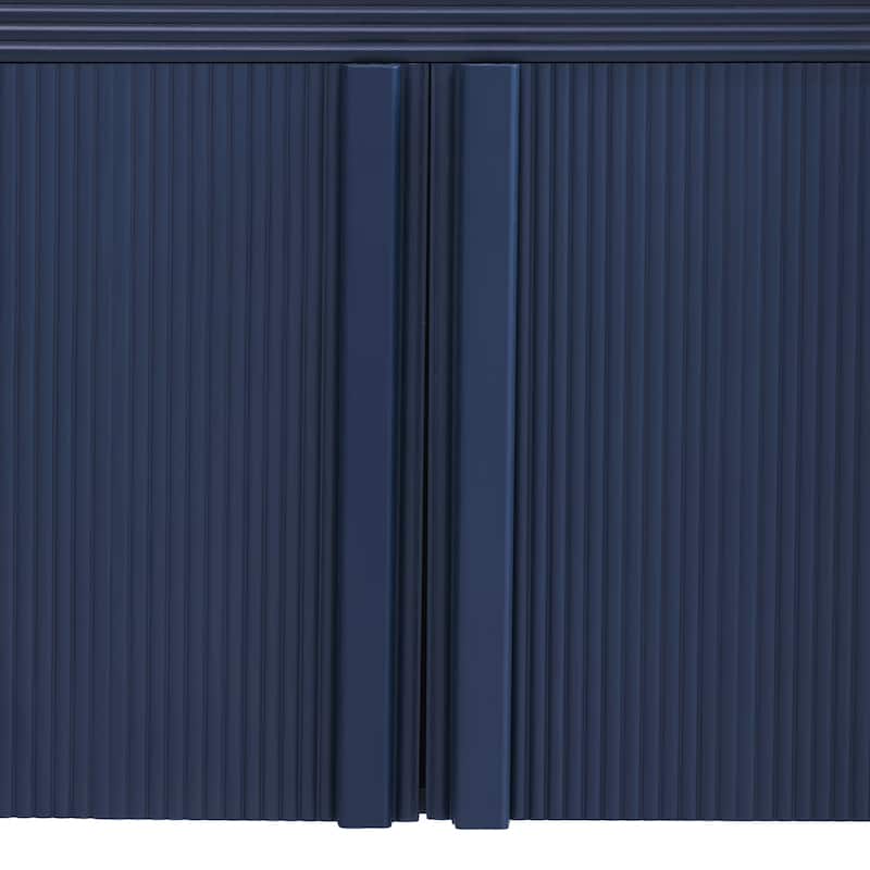 63-Inch Wave-Pattern Console Table with 4 Doors and Adjustable Shelf,Curved design Sofa Table Behind Couch