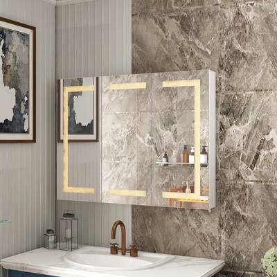 LED Medicine Cabinet Anti-Fog Function Bathroom Mirror Cabient