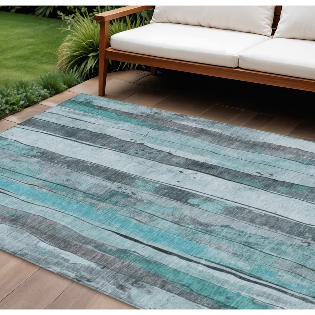 HomeRoots Striped Transitional Rectangle Outdoor Rug