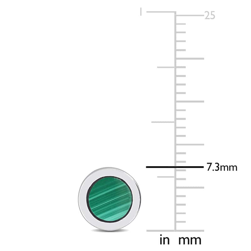 Miadora 5/8 CT TGW Malachite Stud Earrings in Sterling Silver