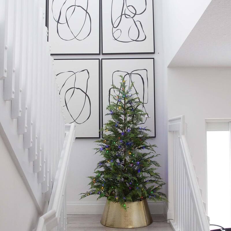 5ft. Pre-Lit Pine Artificial Christmas Tree with 200 Multicolored LED Dewdrop Lights - Vibrant Festive X-Mas Tree