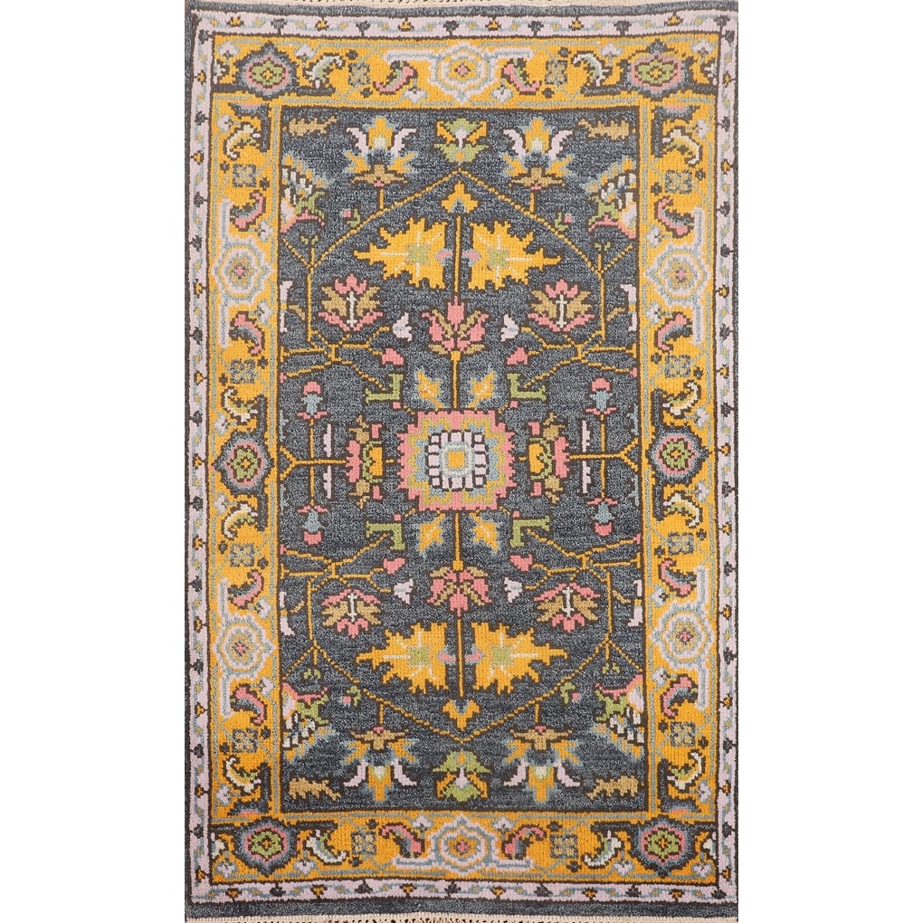 Blue Heriz Serapi Indian Foyer Rug Hand-Knotted Wool Carpet - 3'1"x 5'1"