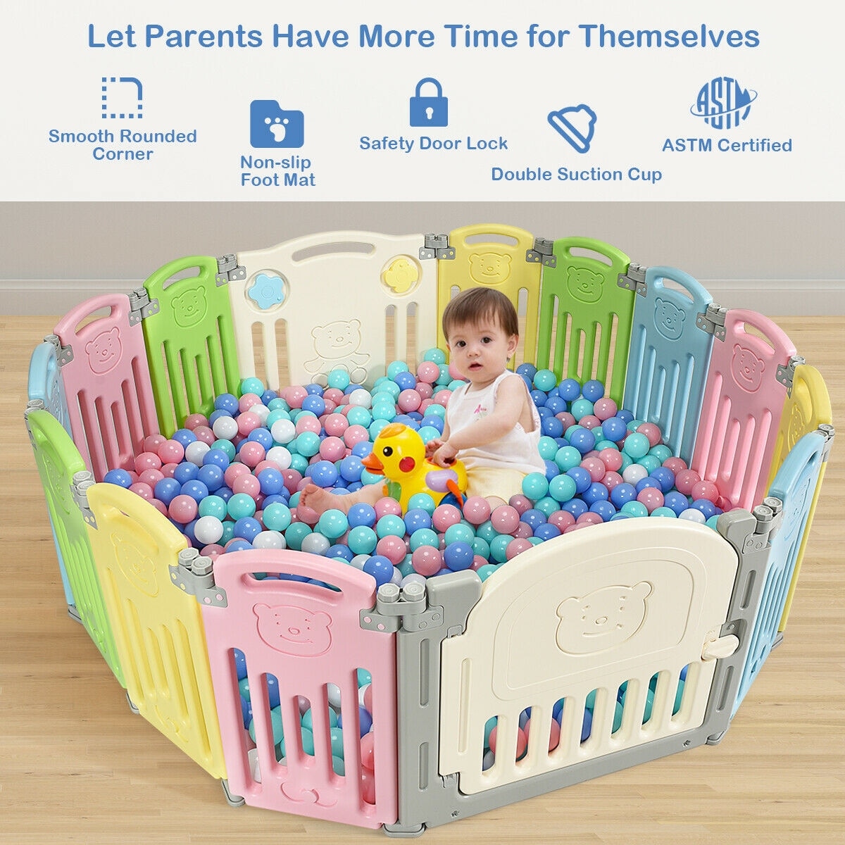 Costway 14 Panel Foldable Baby Playpen Kids Activity Center Safety 26 5 X 23 Overstock 28681626