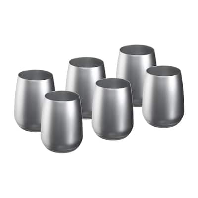 Majestic Gifts Inc.Glass Tumbler-Whiskey Glass-Silver Painted-13Oz-Set/6