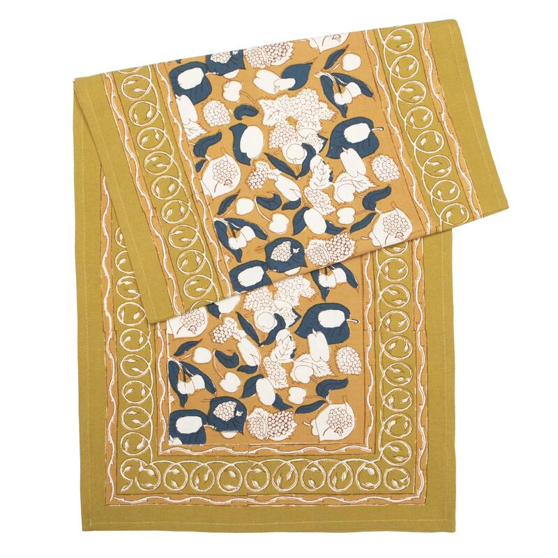 Couleur Nature Forest Harvest Runner - Mustard/Blue - 16 x 90