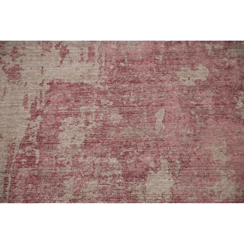 Pink Modern Abstract Area Rug Hand-Knotted Wool Carpet - 7'11"x 9'8"