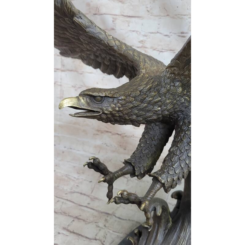 Bronze Metal Eagle Statue Sculpture Garden Yard Original Casting 26 Inches X 31 Inches