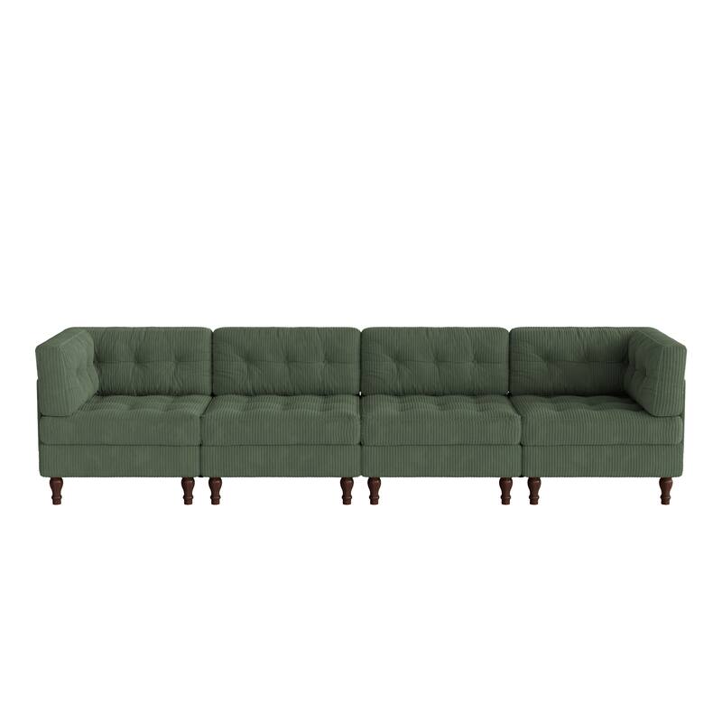 UIXE 4-Piece Corduroy Upholstered Modular Sectional Sofa for Living Room