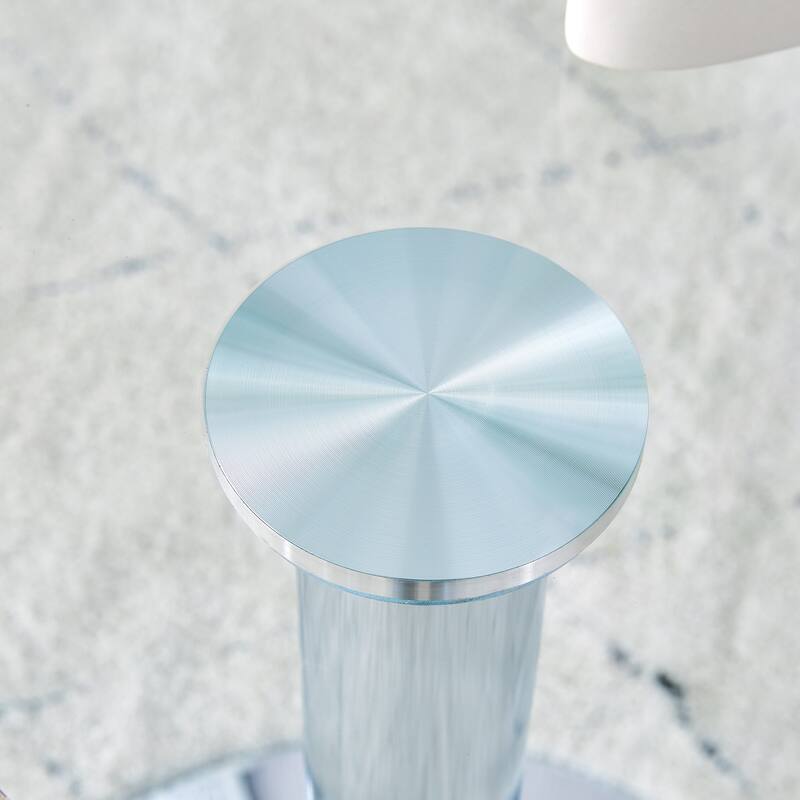 Glass Coffee Table, 29.5 Inch Round Modern Coffee Table, Small Center Table with Metal Legs for Living Room