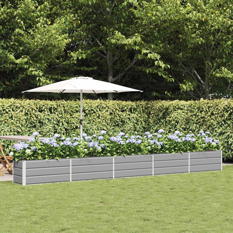 vidaXL Planter in Galvanised Steel - 39.37 x 19.69 x 17.72 - Grey - 188.98 x 19.69 x 17.72 in