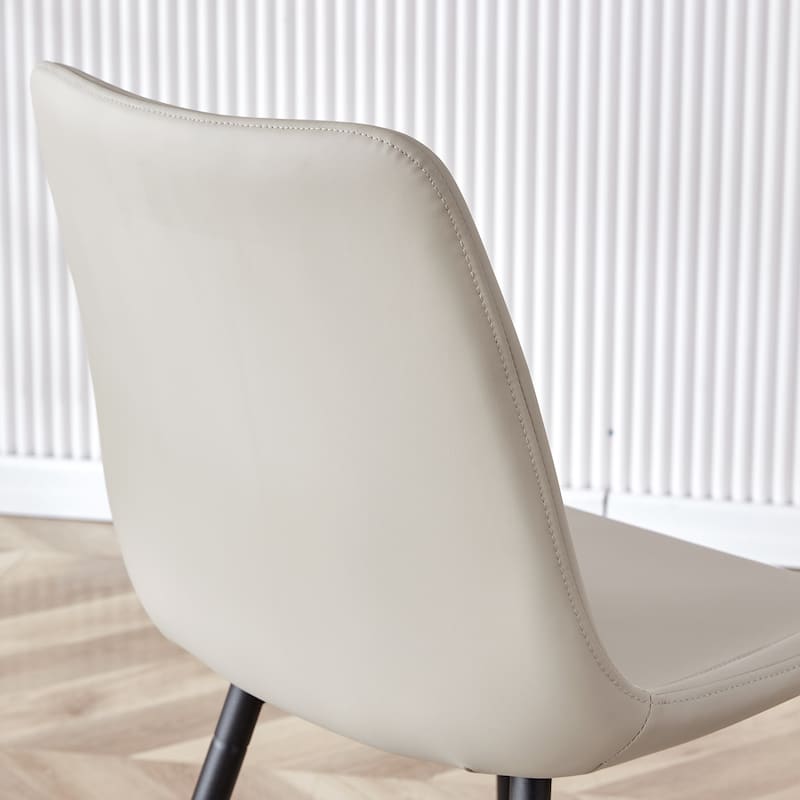 Dining Chairs Set of 6, Modern Armless Kitchen Chairs with Back, Faux Leather Dining Room Chairs with Metal Legs for Home Bistro