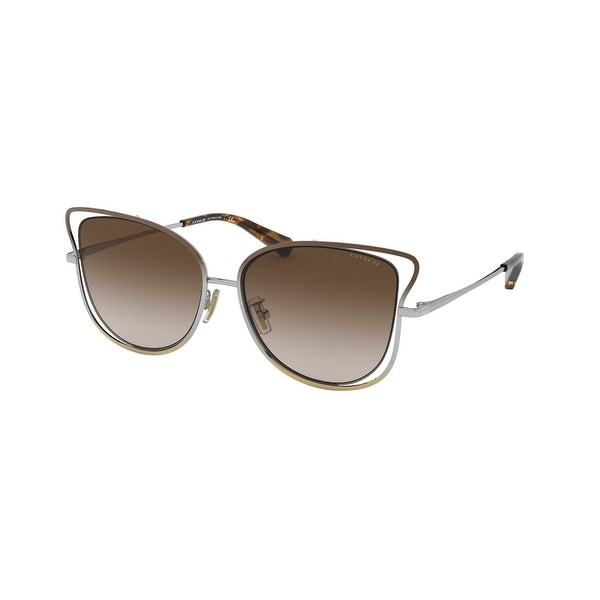 Coach HC7106 933913 55 Shiny Brown/silver/light Gold Woman Irregular Sunglasses - Brown / Silver / Gold. Opens flyout.