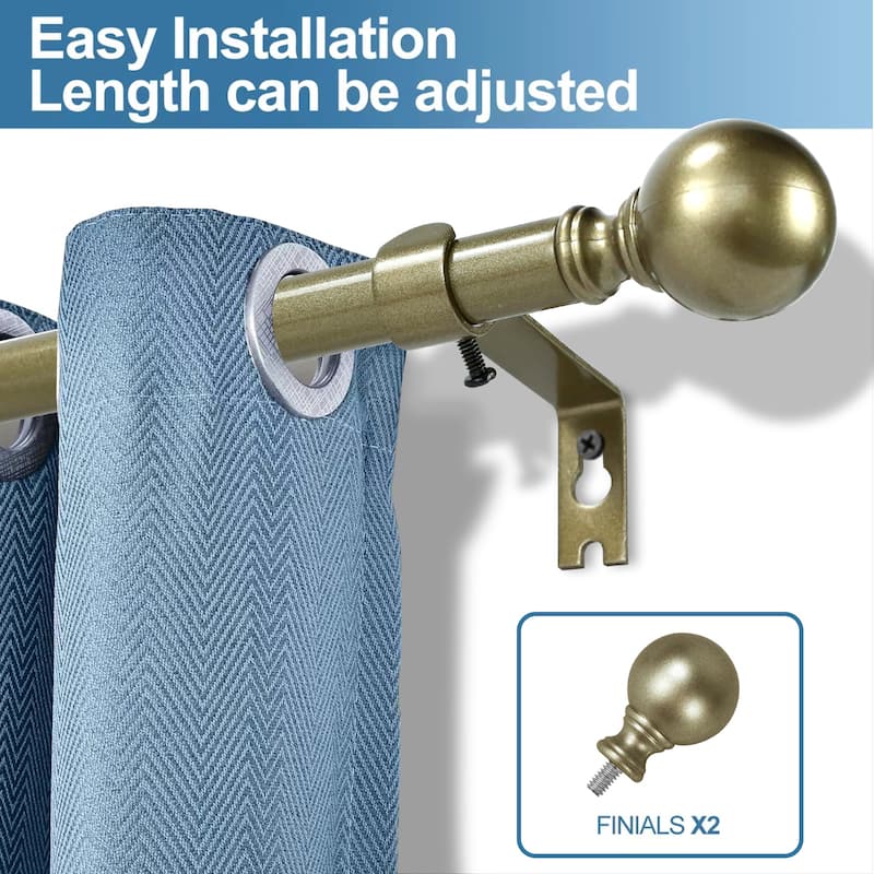 Mordern Round Ball Adjustable Curtain Rod with Curtain Rings