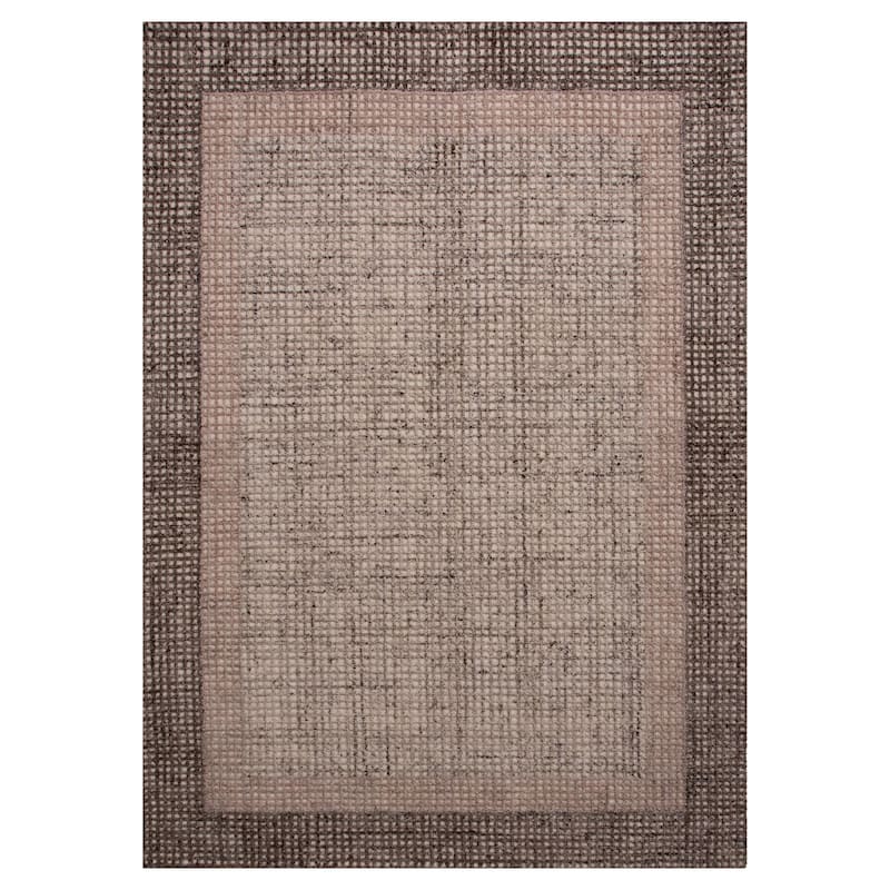 Alora Decor Slate Hand Tufted Transitional Brown Border Rug
